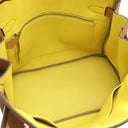 エルメス HERMES バーキン30 ヴェルソ キャラメル×ライム トゴ ハンドバッグ シルバー金具 茶 黄色 バイカラー