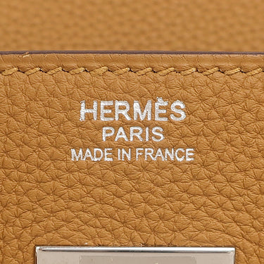 エルメス HERMES バーキン30 ヴェルソ キャラメル×ライム トゴ ハンドバッグ シルバー金具 茶 黄色 バイカラー