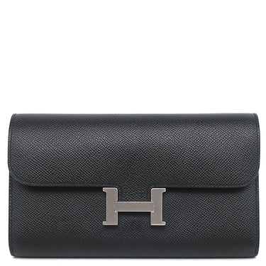 エルメス HERMES コンスタンス トゥーゴー ブラック ヴォーエプソン 長財布 シルバー金具 黒