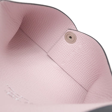 エルメス HERMES カルヴィ グリミスティ×モーブペール ヴォーエプソン カードケース シルバー金具 新品 未使用 【PO品】グレー ピンク