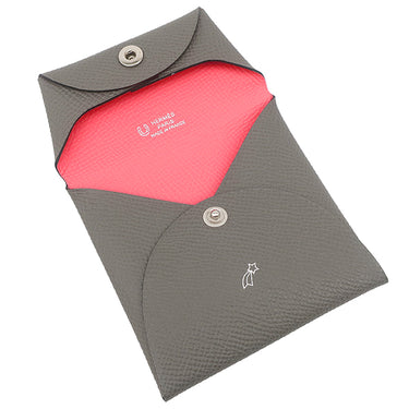 エルメス HERMES バスティア ヴェルソ グリメイヤー×ローズアザレ ヴォーエプソン コインケース シルバー金具 【PO品】 グレー ピンク バイカラー
