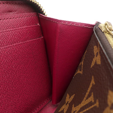 ルイヴィトン LOUIS VUITTON ポルトフォイユ クレマンス M60742 フューシャ モノグラムキャンバス 長財布 ゴールド金具 ピンク ラウンドファスナー