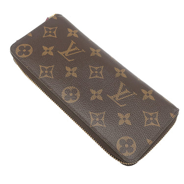ルイヴィトン LOUIS VUITTON ポルトフォイユ クレマンス M60742 フューシャ モノグラムキャンバス 長財布 ゴールド金具 ピンク ラウンドファスナー