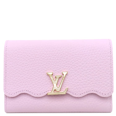 ルイヴィトン LOUIS VUITTON ポルトフォイユ カプシーヌ コンパクト M82167 ウィステリア レザー 三つ折り財布 ゴールド金具 LVロゴ