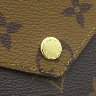 ルイヴィトン LOUIS VUITTON ポルトフォイユ ヴィクトリーヌ M81557 モノグラムリバース モノグラムリバースキャンバス 三つ折り財布 ゴールド金具 茶 コンパクトウォレット