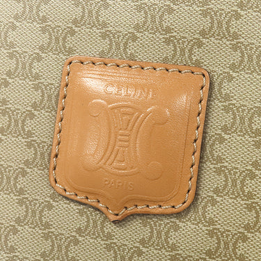 セリーヌ CELINE マカダム柄 ボストンバッグ ベージュ レザー PVC ボストンバッグ ゴールド金具 ハンドバッグ