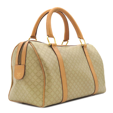 セリーヌ CELINE マカダム柄 ボストンバッグ ベージュ レザー PVC ボストンバッグ ゴールド金具 ハンドバッグ