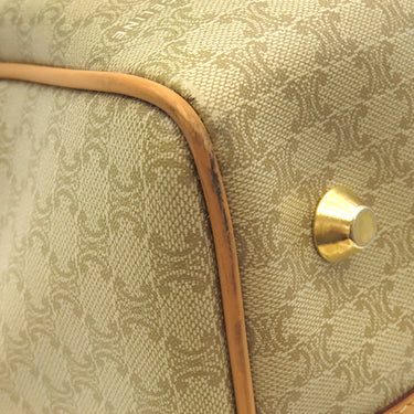 セリーヌ CELINE マカダム柄 ボストンバッグ ベージュ レザー PVC ボストンバッグ ゴールド金具 ハンドバッグ