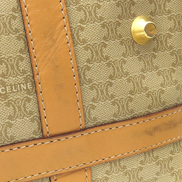 セリーヌ CELINE マカダム柄 ボストンバッグ ベージュ レザー PVC ボストンバッグ ゴールド金具 ハンドバッグ