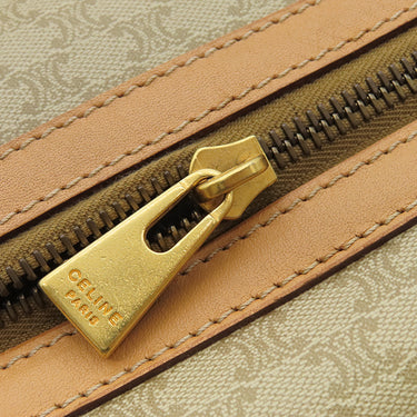 セリーヌ CELINE マカダム柄 ボストンバッグ ベージュ レザー PVC ボストンバッグ ゴールド金具 ハンドバッグ