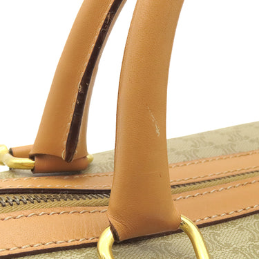 セリーヌ CELINE マカダム柄 ボストンバッグ ベージュ レザー PVC ボストンバッグ ゴールド金具 ハンドバッグ