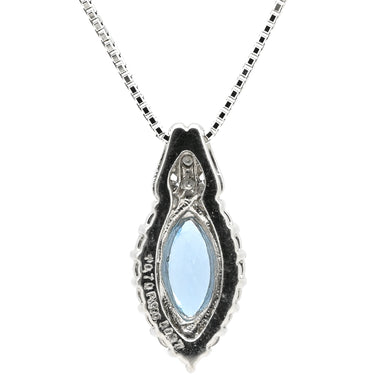 ノンブランド NON BRAND アクアマリン 0.70ct ダイヤ ペンダント プラチナシルバーXホワイトゴールド Pt900 アクアマリン ダイヤモンド K14WG(チェーン) ネックレス ブルー 青 マーキスカット