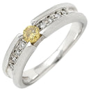 ノンブランド NON BRAND イエローダイヤ 0.176ct イエロー×プラチナシルバー Pt900 ダイヤモンド リング 指輪 Pt900 プラチナ セミエタニティ メレ ラインストーン 11号
