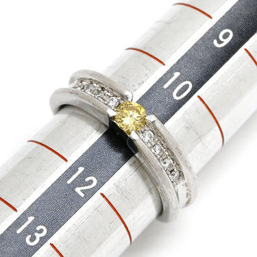 ノンブランド NON BRAND イエローダイヤ 0.176ct イエロー×プラチナシルバー Pt900 ダイヤモンド リング 指輪 Pt900 プラチナ セミエタニティ メレ ラインストーン 11号