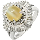 ノンブランド NON BRAND クリソベリル キャッツアイ ダイヤ リング プラチナシルバー Pt900 クリソベリルキャッツアイ ダイヤモンド リング 指輪 猫目石 2.25ctct プラチナム PT ダイヤモンド オーバル 15号