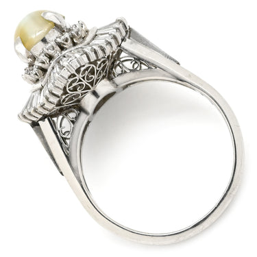 ノンブランド NON BRAND クリソベリル キャッツアイ ダイヤ リング プラチナシルバー Pt900 クリソベリルキャッツアイ ダイヤモンド リング 指輪 猫目石 2.25ctct プラチナム PT ダイヤモンド オーバル 15号