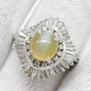 ノンブランド NON BRAND クリソベリル キャッツアイ ダイヤ リング プラチナシルバー Pt900 クリソベリルキャッツアイ ダイヤモンド リング 指輪 猫目石 2.25ctct プラチナム PT ダイヤモンド オーバル 15号