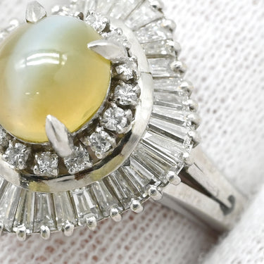 ノンブランド NON BRAND クリソベリル キャッツアイ ダイヤ リング プラチナシルバー Pt900 クリソベリルキャッツアイ ダイヤモンド リング 指輪 猫目石 2.25ctct プラチナム PT ダイヤモンド オーバル 15号