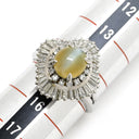 ノンブランド NON BRAND クリソベリル キャッツアイ ダイヤ リング プラチナシルバー Pt900 クリソベリルキャッツアイ ダイヤモンド リング 指輪 猫目石 2.25ctct プラチナム PT ダイヤモンド オーバル 15号