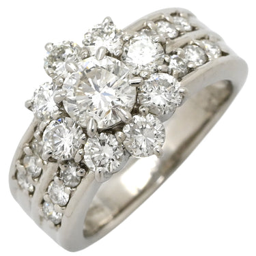 ノンブランド NON BRAND ダイヤモンド 1.34ct 0.67ct プラチナシルバー Pt900 ダイヤモンド リング 指輪 ブリリアントカット フラワー 花モチーフ プラチナ 10号