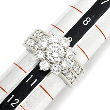 ノンブランド NON BRAND ダイヤモンド 1.34ct 0.67ct プラチナシルバー Pt900 ダイヤモンド リング 指輪 ブリリアントカット フラワー 花モチーフ プラチナ 10号