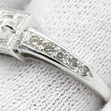 ノンブランド NON BRAND ダイヤモンド 0.25ct ホワイトゴールド K18WG ダイヤモンド リング 指輪 ホワイトゴールド スクエア 一文字 ピラミッド型 プリンセスカット 10号