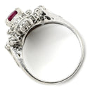 ノンブランド NON BRAND ルビー 1.223ct ダイヤ レッド×プラチナシルバー Pt900 ルビー ダイヤモンド リング 指輪 赤 1P 1石 1粒 プラチナ Pt900 メレダイヤ パヴェ バケットカット オーバル 楕円 12号