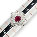ノンブランド NON BRAND ルビー 1.223ct ダイヤ レッド×プラチナシルバー Pt900 ルビー ダイヤモンド リング 指輪 赤 1P 1石 1粒 プラチナ Pt900 メレダイヤ パヴェ バケットカット オーバル 楕円 12号