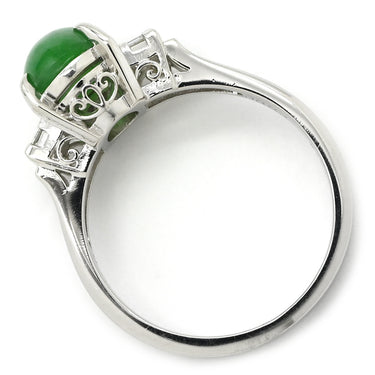 ノンブランド NON BRAND ヒスイ ダイヤモンド プラチナシルバー Pt900 ヒスイ ダイヤモンド リング 指輪 緑 グリーン 翡翠 ひすい ジェダイト 2.22ct プラチナ900 12.5号