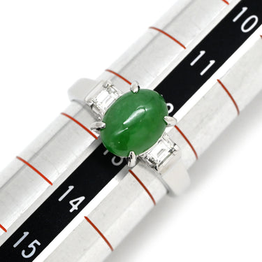 ノンブランド NON BRAND ヒスイ ダイヤモンド プラチナシルバー Pt900 ヒスイ ダイヤモンド リング 指輪 緑 グリーン 翡翠 ひすい ジェダイト 2.22ct プラチナ900 12.5号