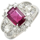 ノンブランド NON BRAND ルビー ダイヤリング プラチナシルバー Pt900 ルビー ダイヤモンド リング 指輪 レッド 赤 1石 ダイヤモンド 1.59ct プラチナム PT 長方形 10号