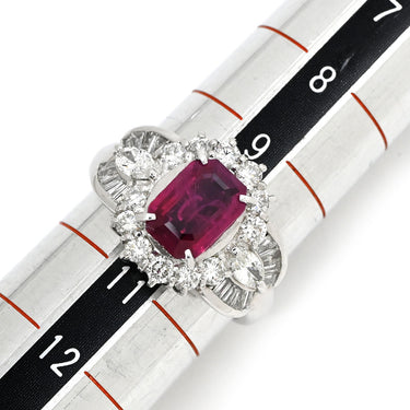 ノンブランド NON BRAND ルビー ダイヤリング プラチナシルバー Pt900 ルビー ダイヤモンド リング 指輪 レッド 赤 1石 ダイヤモンド 1.59ct プラチナム PT 長方形 10号