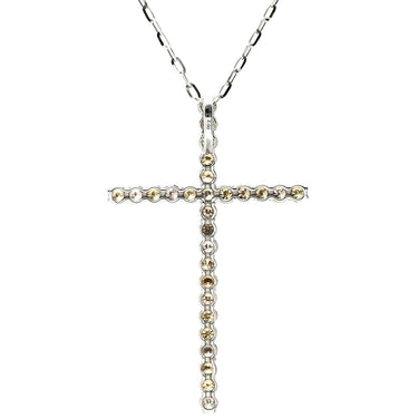 ノンブランド NON BRAND ダイヤ 2.00ct クロス ペンダント ホワイトゴールド K18WG ダイヤモンド ネックレス 十字架 ブリリアントカット 18K 750 WG 18金 ブラウンダイヤ