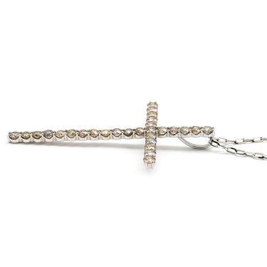 ノンブランド NON BRAND ダイヤ 2.00ct クロス ペンダント ホワイトゴールド K18WG ダイヤモンド ネックレス 十字架 ブリリアントカット 18K 750 WG 18金 ブラウンダイヤ