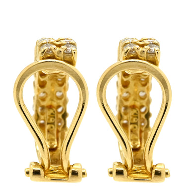 ノンブランド NON BRAND 2連ダイヤモンド フープイヤリング イエローゴールド K18YG ダイヤモンド イヤリング Au750 18K 18金 パヴェ 両耳用