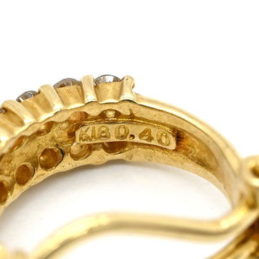 ノンブランド NON BRAND 2連ダイヤモンド フープイヤリング イエローゴールド K18YG ダイヤモンド イヤリング Au750 18K 18金 パヴェ 両耳用