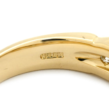 セリーヌ CELINE トリオンフリング イエローゴールド K18YG ダイヤモンド リング 指輪 Au750 K18 ダイヤ ウェーブデザイン 10.5号
