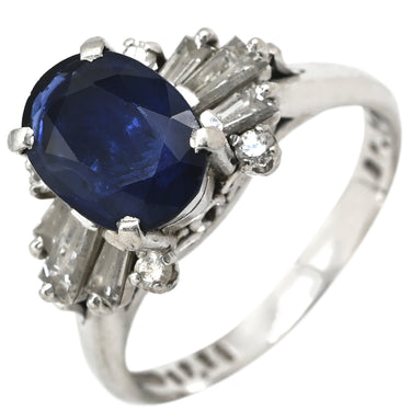 ノンブランド NON BRAND ブルーサファイア 2.26ct ダイヤ 0.64ct ブルー✕プラチナシルバー Pt900 サファイア ダイヤモンド リング 指輪 青 Pt900 プラチナ オーバルミックスカット ヘイローデザイン 14号