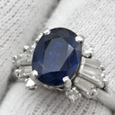 ノンブランド NON BRAND ブルーサファイア 2.26ct ダイヤ 0.64ct ブルー✕プラチナシルバー Pt900 サファイア ダイヤモンド リング 指輪 青 Pt900 プラチナ オーバルミックスカット ヘイローデザイン 14号
