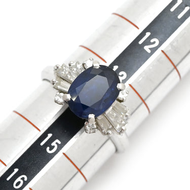 ノンブランド NON BRAND ブルーサファイア 2.26ct ダイヤ 0.64ct ブルー✕プラチナシルバー Pt900 サファイア ダイヤモンド リング 指輪 青 Pt900 プラチナ オーバルミックスカット ヘイローデザイン 14号
