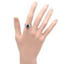 ノンブランド NON BRAND ブルーサファイア 2.26ct ダイヤ 0.64ct ブルー✕プラチナシルバー Pt900 サファイア ダイヤモンド リング 指輪 青 Pt900 プラチナ オーバルミックスカット ヘイローデザイン 14号