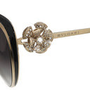 ブルガリ BVLGARI キャットアイ 57□17 6092-B ブラック×ゴールド プラスチック メタル ラインストーン サングラス ゴールド金具 黒 フラワーモチーフ