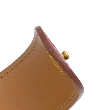 エルメス HERMES メドール レッド ヴォーエプソン GP ブレスレット ゴールド金具 レザーブレス スタッズ