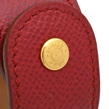 エルメス HERMES メドール レッド ヴォーエプソン GP ブレスレット ゴールド金具 レザーブレス スタッズ