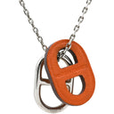エルメス HERMES オーマイヨン PM オレンジXシルバー レザー メタル ネックレス シェーヌダンクルモチーフ