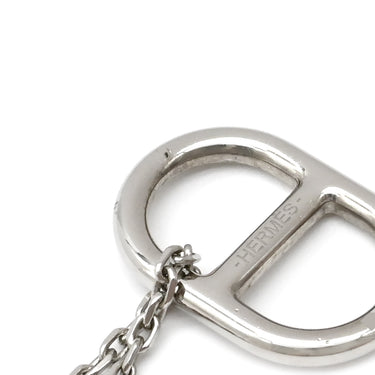 エルメス HERMES オーマイヨン PM オレンジXシルバー レザー メタル ネックレス シェーヌダンクルモチーフ