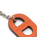 エルメス HERMES オーマイヨン PM オレンジXシルバー レザー メタル ネックレス シェーヌダンクルモチーフ