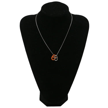 エルメス HERMES オーマイヨン PM オレンジXシルバー レザー メタル ネックレス シェーヌダンクルモチーフ