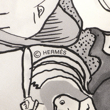 エルメス HERMES カレ90 CARRE ホワイト×グレー シルク スカーフ 【METAMORPHOSES/メタモルフォーゼ 】