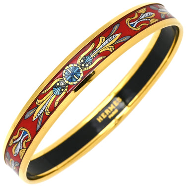 エルメス HERMES エマイユ PM レッドXマルチカラー GP 七宝焼き バングル ゴールド金具 ブレスレット 七宝